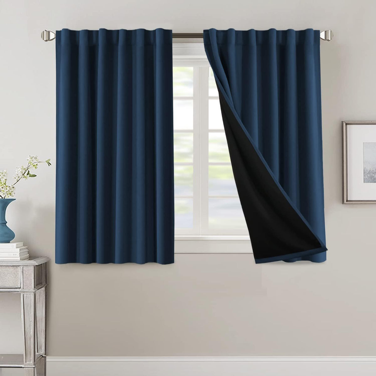 Blackout Curtains 2 Panels 100% Room Darkening 96 Inch Long – Triple Weave Thermal Insulated Back Tab & Rod Pocket Window Drapes for Bedroom & Living Room