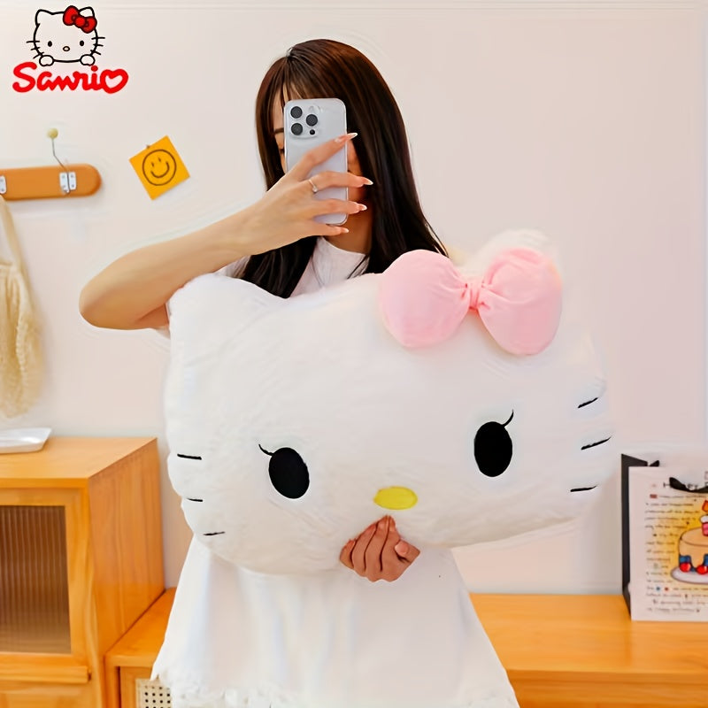 Hello Kitty Plush Pillow 17.7 Inch – Large Soft Sheepskin-Like Kawaii Cushion with Pink Bow & Black Ears | Girls Bedroom Decor | Birthday & Sleepover Gift