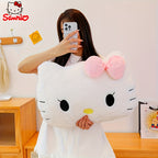 Hello Kitty Plush Pillow 17.7 Inch – Large Soft Sheepskin-Like Kawaii Cushion with Pink Bow & Black Ears | Girls Bedroom Decor | Birthday & Sleepover Gift