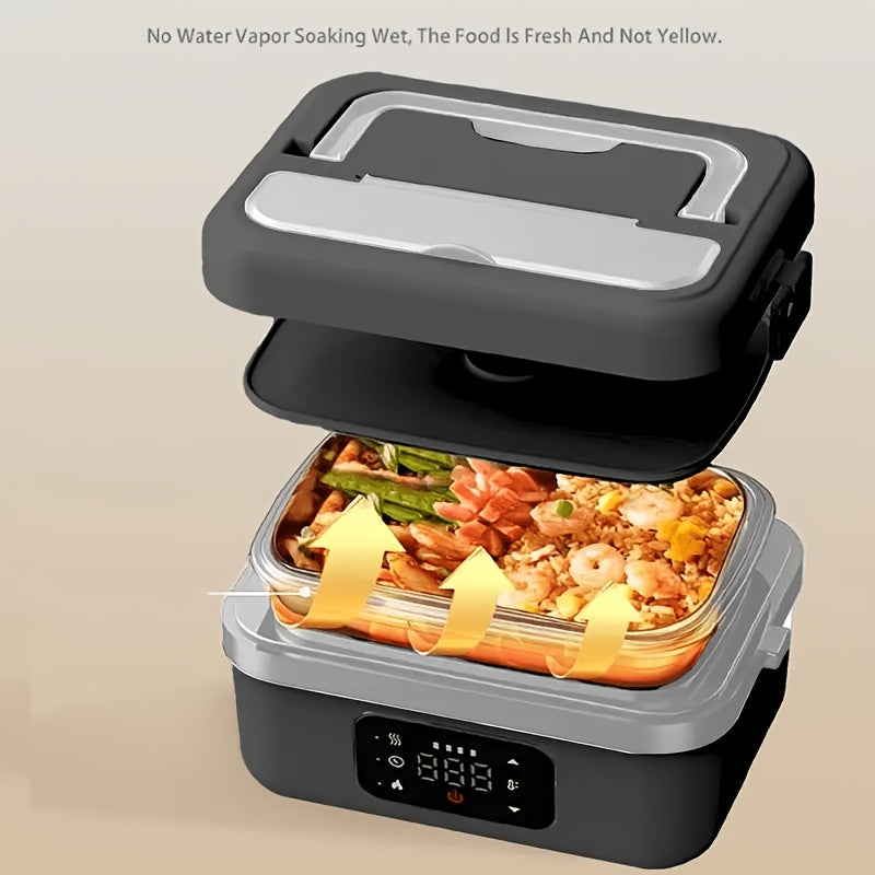 Heated Lunch Box 8000mAh Rechargeable with Digital Display & Stainless Steel Liner – Portable Electric Food Warmer Power Bank Lunch Bag, 33.8oz for Work Car Camping School Men Women