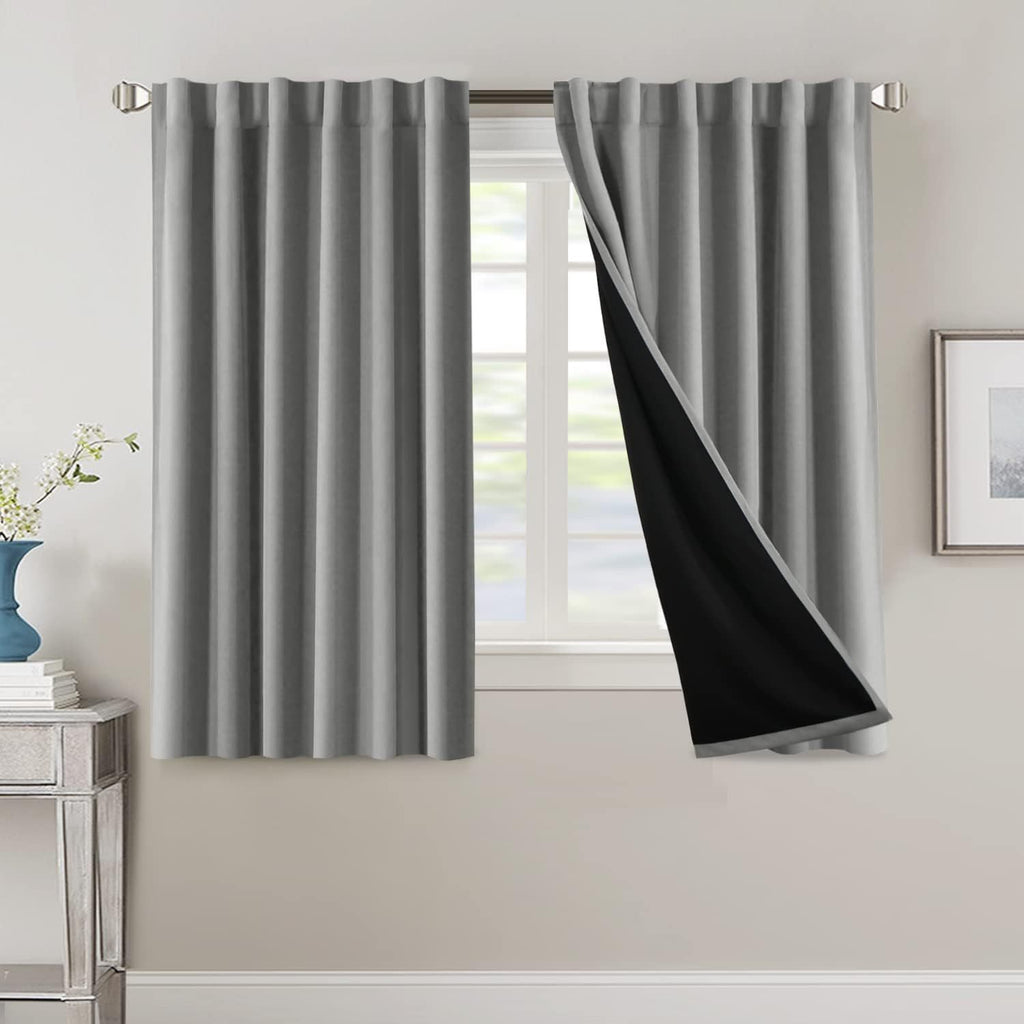 Blackout Curtains 2 Panels 100% Room Darkening 96 Inch Long – Triple Weave Thermal Insulated Back Tab & Rod Pocket Window Drapes for Bedroom & Living Room