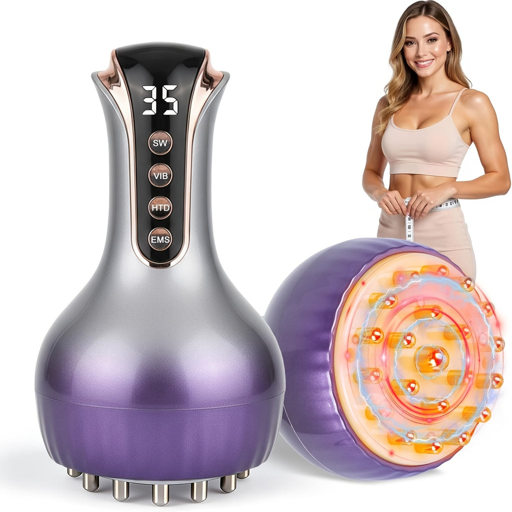 Lymphatic Drainage Massager 4-in-1 Cellulite Massager & Fascia Blaster, 35-Speed Body Sculpting Tool for Face Legs Arms Belly Neck, 90-Min Battery Wireless Portable Pain Relief