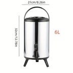 Stainless Steel Insulated Beverage Dispenser with Spigot – Food-Grade 304 Hot & Cold Drink Bucket for Tea, Coffee, Juice & Water, Party Serving Container (6L or 2.11gal)