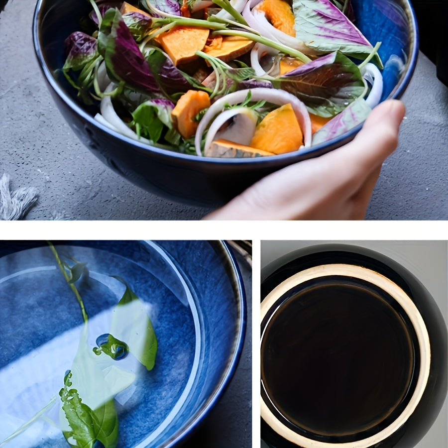 Extra Large Ceramic Bowl Set 2 Pack 81oz Dark Blue – Stylish Durable Bowls for Salad, Noodles & Ramen – Perfect for Home Kitchen, Restaurant & Hotel