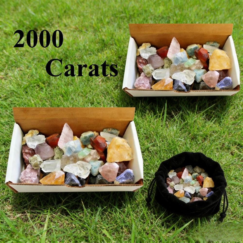2000 Carats Assorted Natural Stones – Bulk Gemstone Mix for Jewelry Making, Craft Projects, Collecting, Gifting & Decorative Vase Filler