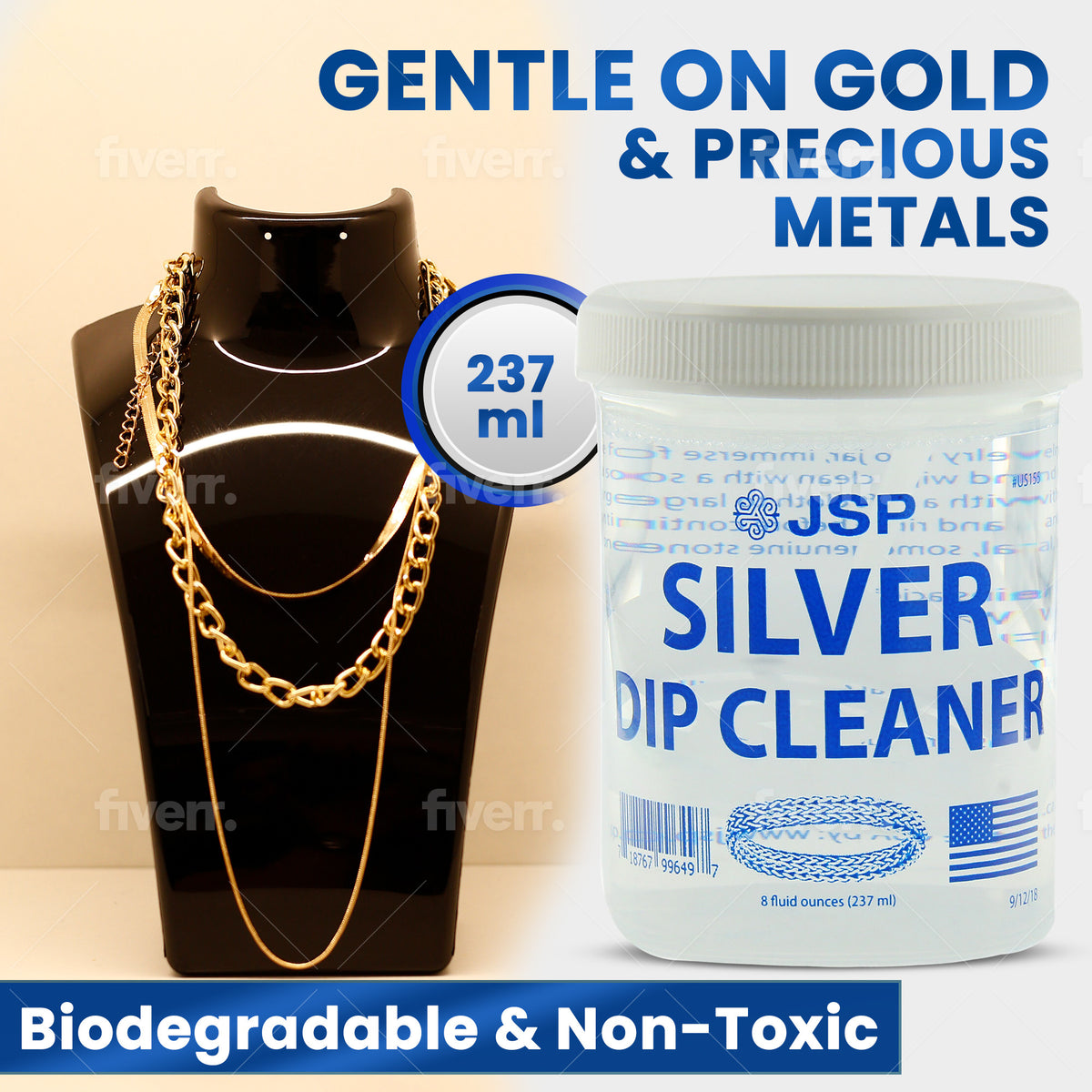 Silver Jewelry Dip Cleaner Solution 8oz – JSP Silver Dip Liquid Cleaner for Rings Bracelets Necklaces Flatware