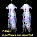 LED Jellyfish Chandelier Lights Color Changing, Set of 2 Hanging Outdoor Garden Tree Lights for Christmas, Halloween, Gender Reveal & Mood Lighting, Battery Powered