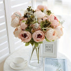 Artificial Peony Flowers 2 Bundles 26 Branches Lifelike Champagne Light Pink Fake Flower Bouquet – Wedding Home Decor French Country Floral Arrangement