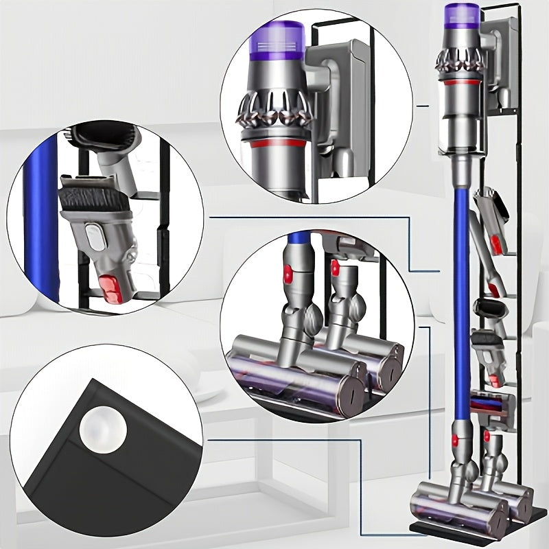 Vacuum Stand Holder Universal Storage Rack for Cordless Cleaners V6-V15 – Heavy Duty Metal Base, Trigger Lock Clamp, Wall Mountable, Accessories Organizer, Space-Saving Docking Station