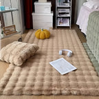 Thick Plush Bubble Area Rug – Fluffy Soft Indoor Mat for Living Room, Sofa Side & Bedside, Solid Color, Hand Wash | Gray | 31x71 & 47x71 in | Nuvia Haven