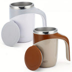 Self Stirring Coffee Mug 13.3oz - Magnetic Stirring Technology, 304 Stainless Steel Travel Mug, No Battery Needed, Ergonomic Handle & Spill-Proof Lid, Great Gift for Coffee Lovers
