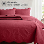 Luxury Quilted Bedspread Set 3 Piece Floral Coverlet with Pillow Shams Breathable Lightweight All Season - Twin Queen King California King 16 Colors