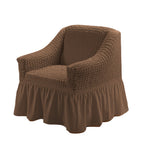 Seersucker Sofa Cover All-In-One Stretch Slipcover – Elastic Band Polyester Spandex Machine Washable Couch Protector for Armchair Loveseat 1 2 3 4 Seater Solid Color