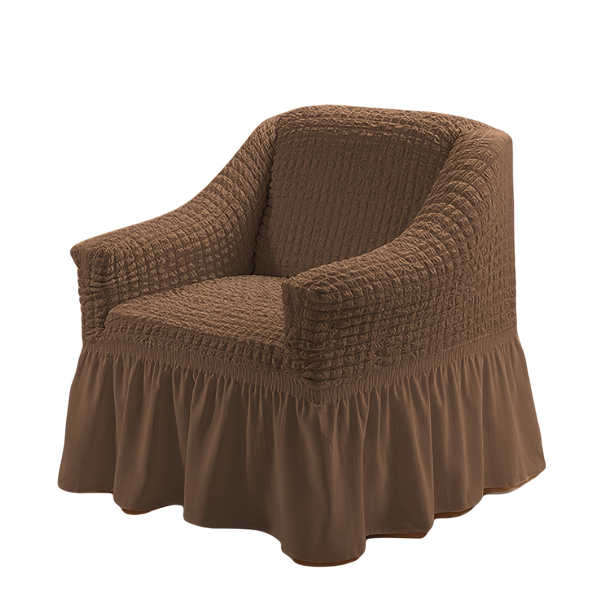 Seersucker Sofa Cover All-In-One Stretch Slipcover – Elastic Band Polyester Spandex Machine Washable Couch Protector for Armchair Loveseat 1 2 3 4 Seater Solid Color