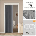 Heavyweight Polyester Door Curtain Panel – No-Drill Sliding Room Divider Screen with Folding Track for Living Room, Bedroom & Doorway, Machine Washable