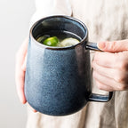 Large Ceramic Coffee Mug 24oz Vintage Style Dishwasher & Microwave Safe - Big Latte Cup for Men & Women, Office & Home, Hot Coffee Tea Soup Milk, Green & Blue Colors