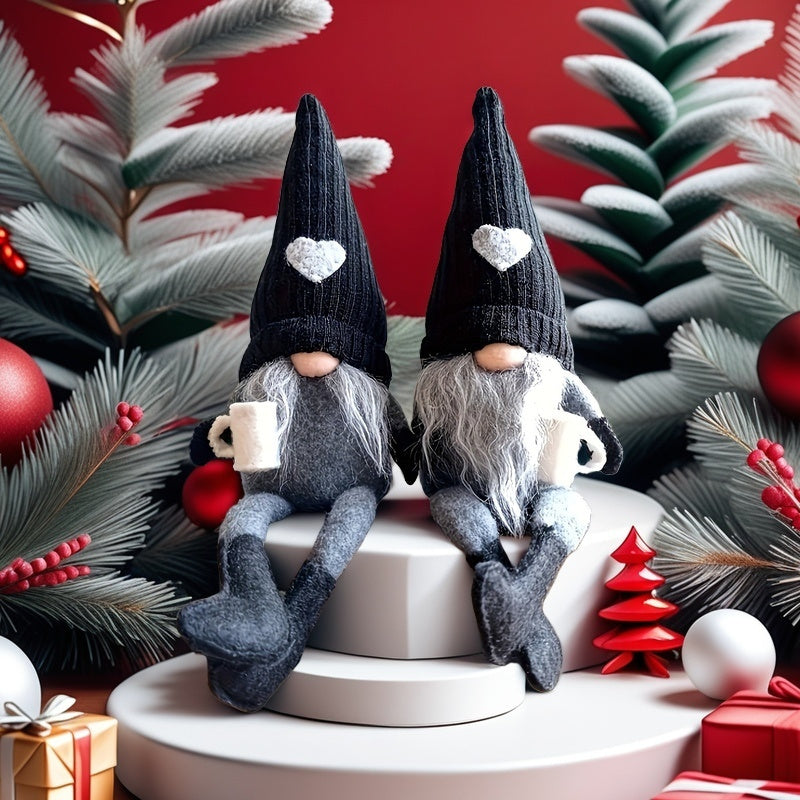 Gnome Home Decor Set of 2 Collectible Gnome Figurines Holiday Decor for Living Room Bedroom Office Desktop Ornaments Birthday Mothers Day Fathers Day Gifts for Women Men Cute Scandinavian Tomte Shelf Decor