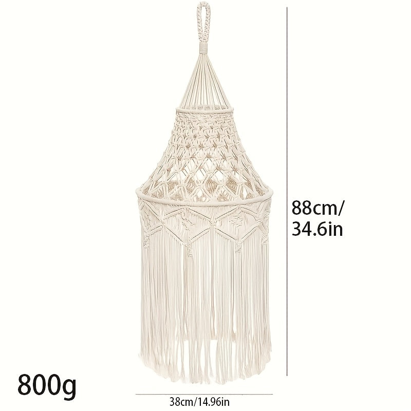 Bohemian Macrame Lamp Shade – Handcrafted Woven Rope Hanging Light Cover for Ceiling & Wall, Boho Nordic Room Decor Tapestry Style for Bedroom, Living Room & Home Aesthetics