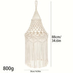 Bohemian Macrame Lamp Shade – Handcrafted Woven Rope Hanging Light Cover for Ceiling & Wall, Boho Nordic Room Decor Tapestry Style for Bedroom, Living Room & Home Aesthetics