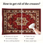 Bohemian Persian Area Rug - Plush Soft Pile Non-Slip Machine Washable 100% Polyester Red and Golden Floral Pattern for Living Room and Bedroom