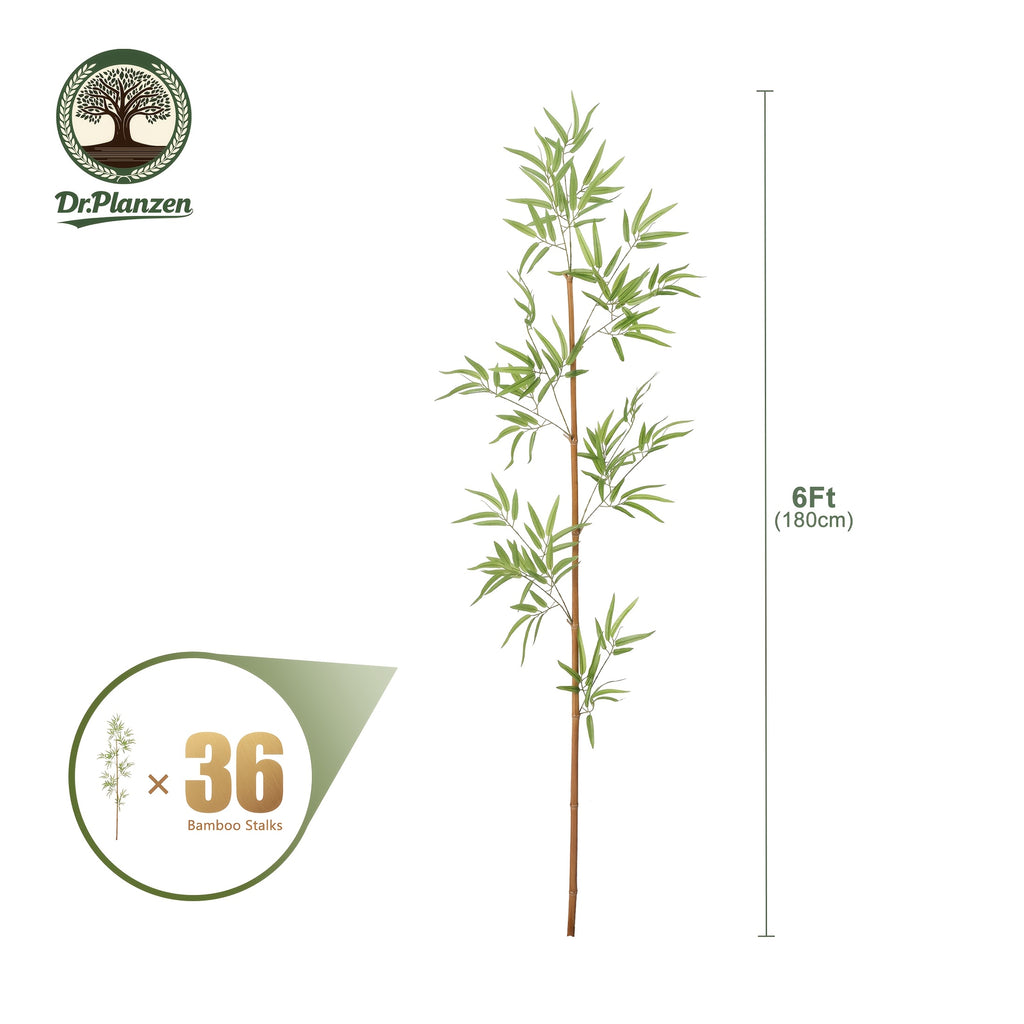 6FT Artificial Bamboo Stalks 12/24/36 Pack – Realistic Fake Bamboo Plants for Indoor Outdoor Privacy Screen, Garden, Patio & Home Decor