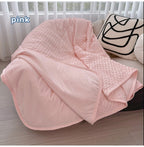 Cooling Throw Blanket & Shawl, 100% Polyester Breathable Lightweight Summer Blanket with Soundwave Embossed Striped Design & Ball Accents, Machine Washable Wrinkle-Resistant, 3 Sizes in Purple Pink White Blue Gray Green