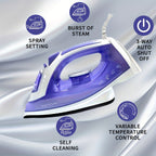 Travel Clothes Steamer 1200W Non-Stick Soleplate – Adjustable Thermostat, Overheat Safety Protection, Variable Steam Control, Compact Handheld Garment Steamer for Travel & Home, Purple & Grey