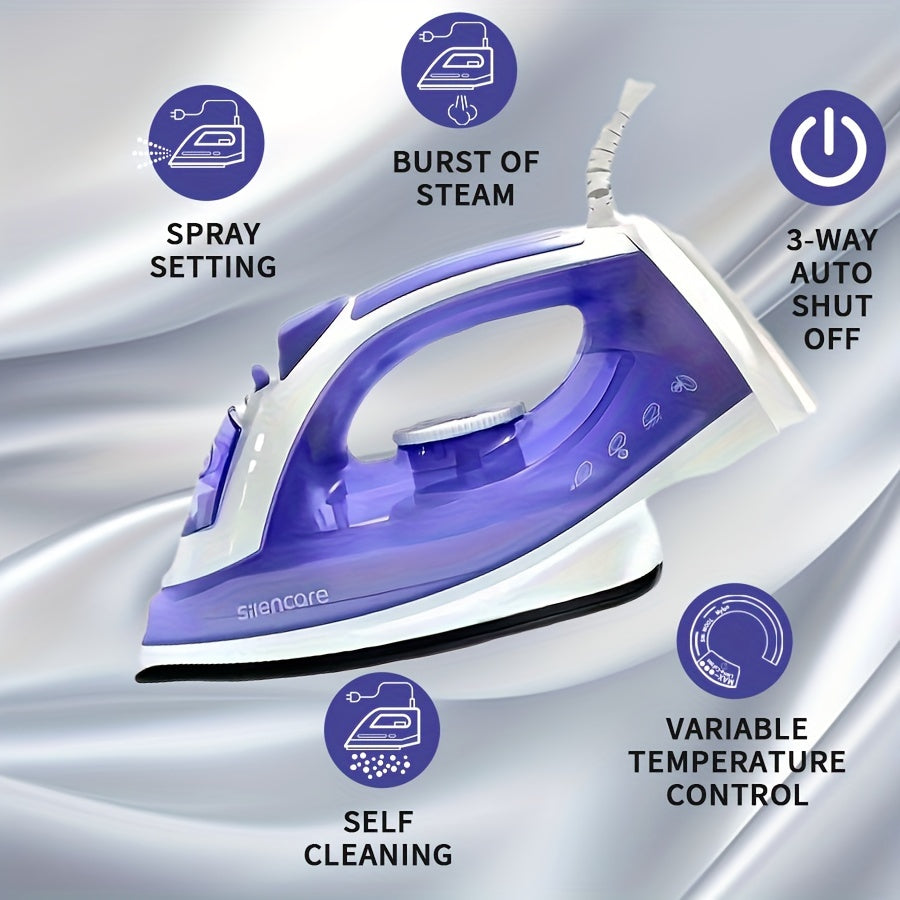 Travel Clothes Steamer 1200W Non-Stick Soleplate – Adjustable Thermostat, Overheat Safety Protection, Variable Steam Control, Compact Handheld Garment Steamer for Travel & Home, Purple & Grey
