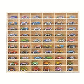 Diecast Car Display Case 1:64 - Solid Wood 60-Grid Collectible Storage Box & Display Cabinet with Hooks, Lidless Design for Home, Office & Shop