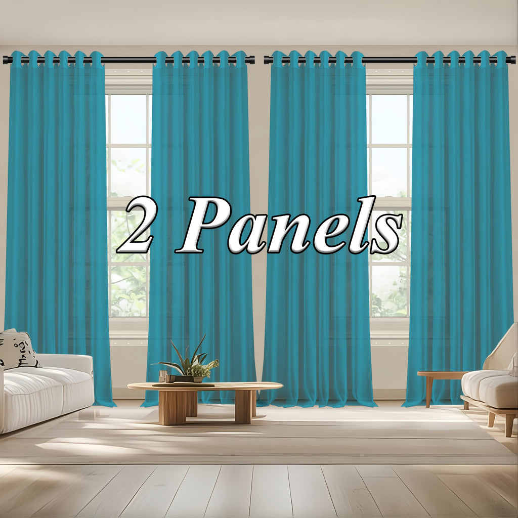 Sheer Curtains Semi Transparent Panels with Top Loop Pleated Header for Bedroom Living Room – Set of 2 or 4, 70-80G Lightweight Fabric, Multiple Sizes & Colors