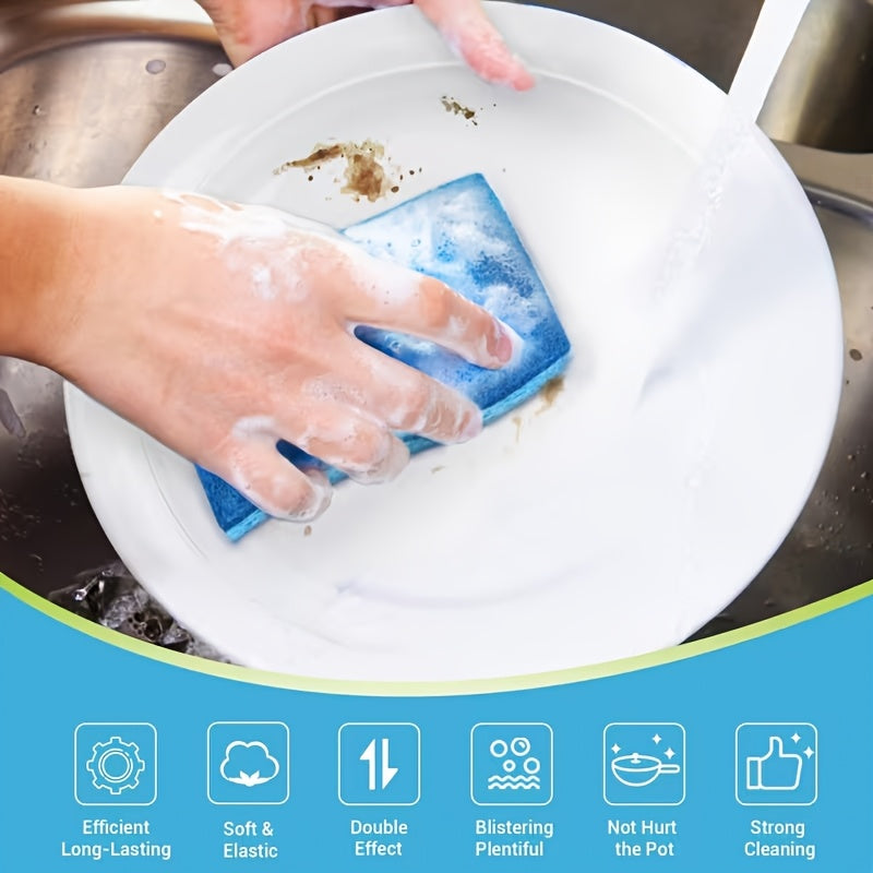 Non-Scratch Dishwashing Sponge 50 Pack Bulk Kitchen Sponges for Dishes Pots Pans Surfaces Scrub Sponge Removes Stuck-On Food Without Scratching Daily Cleaning