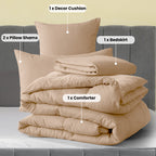 5-Piece Comforter Set – Reversible Quilted Down Alternative Bedding Set with Pillow Shams, Bed Skirt & Cushion | All Season | Twin, Queen, King
