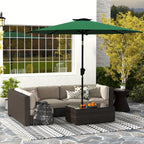 Large Patio Umbrella 9ft / 10ft, Outdoor Market Umbrella with Manual Crank & Tilt, Metal Frame, Polyester Canopy, Table or Freestanding Use, 5 Colors — Beige, Red, Dark Blue, Light Blue, Dark Green