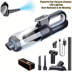 4-in-1 Wireless Car Vacuum Cleaner 25000Pa High Suction – 6000mAh USB Rechargeable, Dual Washable Filters, Low Noise, One-Key Dust, Portable Mini Handheld Vacuum for Car Home Office Pet Hair with Hose & Storage Bag