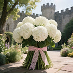 Artificial White Hydrangea Set of 6 UV-Resistant Fake Flowers with Realistic Leaves for Wedding Garden Porch Indoor Outdoor Home Decoration Durable Simulation Floral Decor