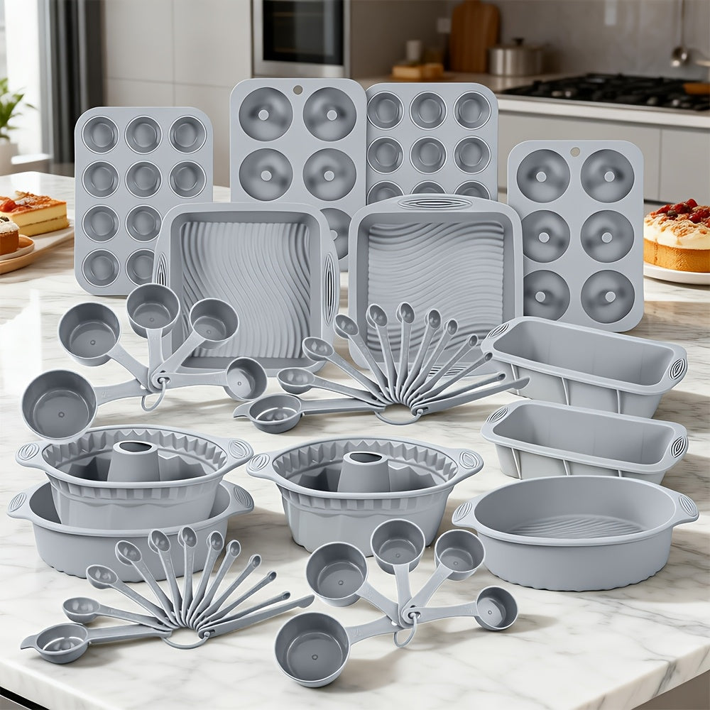 Baking Pan Set Oven-Safe Commercial Grade - Cookie Sheet Baking Sheet Round Cake Pan Muffin Pan Bread Pan Pizza Pan Square Pan - 4/6/12/23/46-Piece Kitchen Bakeware Sets, Restaurant Quality