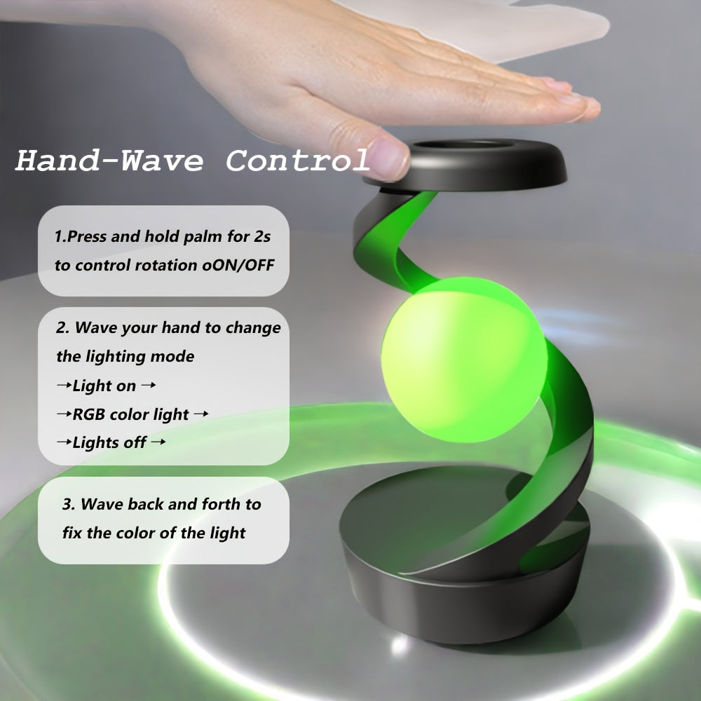 Floating Rotating Lamp with Wireless Charging, Color-Changing LED Table Lamp, Bedside Nightstand Lamp with Atmosphere Night Light – Home & Party Decor
