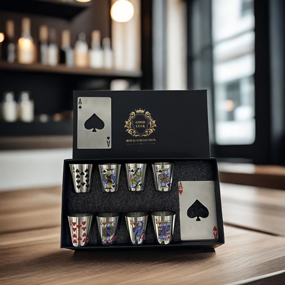 Stainless Steel Cup Set Gift Box – 8 Break-Resistant Cups & 2 Bottle Openers | Reusable Drinkware for Family, Outdoor & Party | Perfect New Year Gift