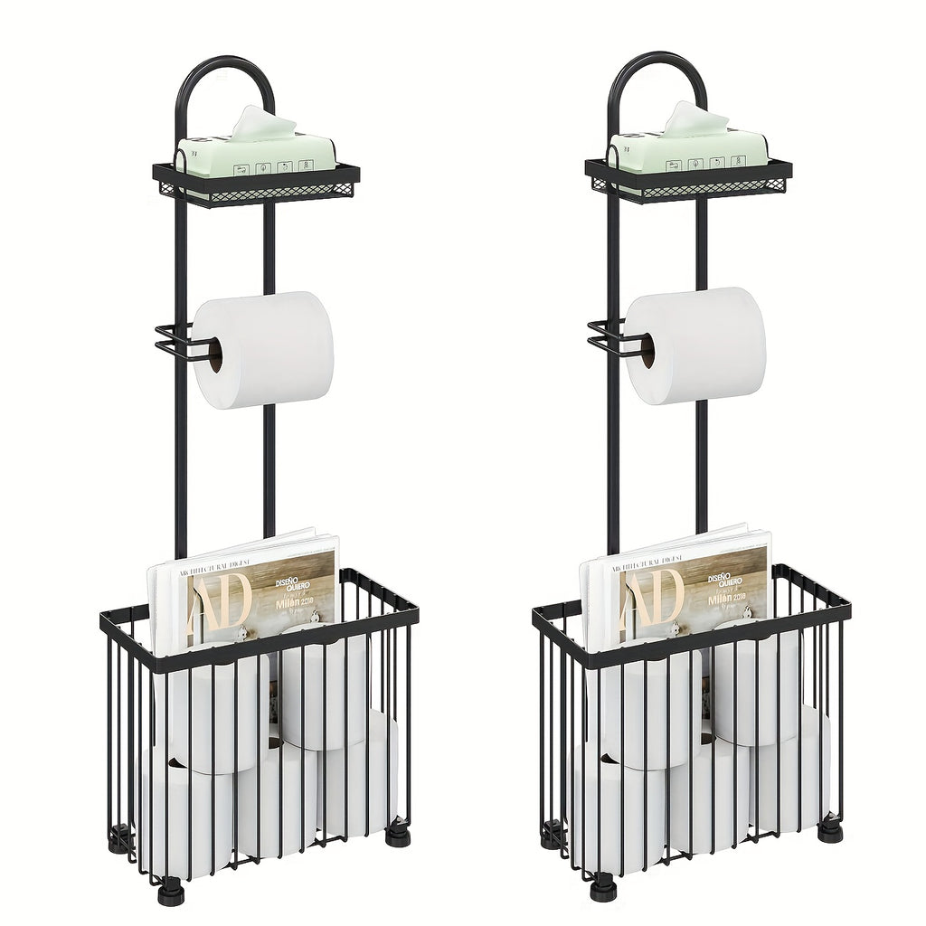 Freestanding Toilet Paper Holder with 6 Extra Roll Storage – Durable 304 Stainless Steel Oiled Bronze Stand, Space-Saving Bathroom Toilet Paper Storage Organizer, Easy Assembly