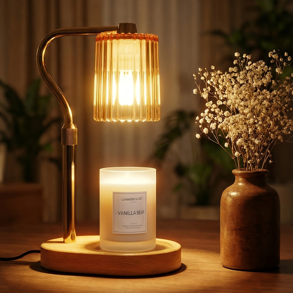 Crystal Lampshade Candle Warmer Lamp with Timer, Height & Light Adjustable Wax Melt Warmer for Jar Candles, Flameless Candle Heater for Bedroom & Living Room, Birthday & Mother's Day Gift for Women (No Bulb Included)