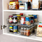 Transparent Pull-Out Storage Organizer – Double-Layer Slide-Out Cabinet Basket for Bathroom Vanity, Under-Sink & Kitchen, Space-Saving Plastic Shelf (1 or 2pcs)