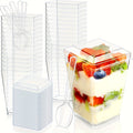 5oz Plastic Dessert Cups with Lids and Spoons 20 or 50 Pack Mini Pudding Cups for Parties Picnics Camping Family Gatherings