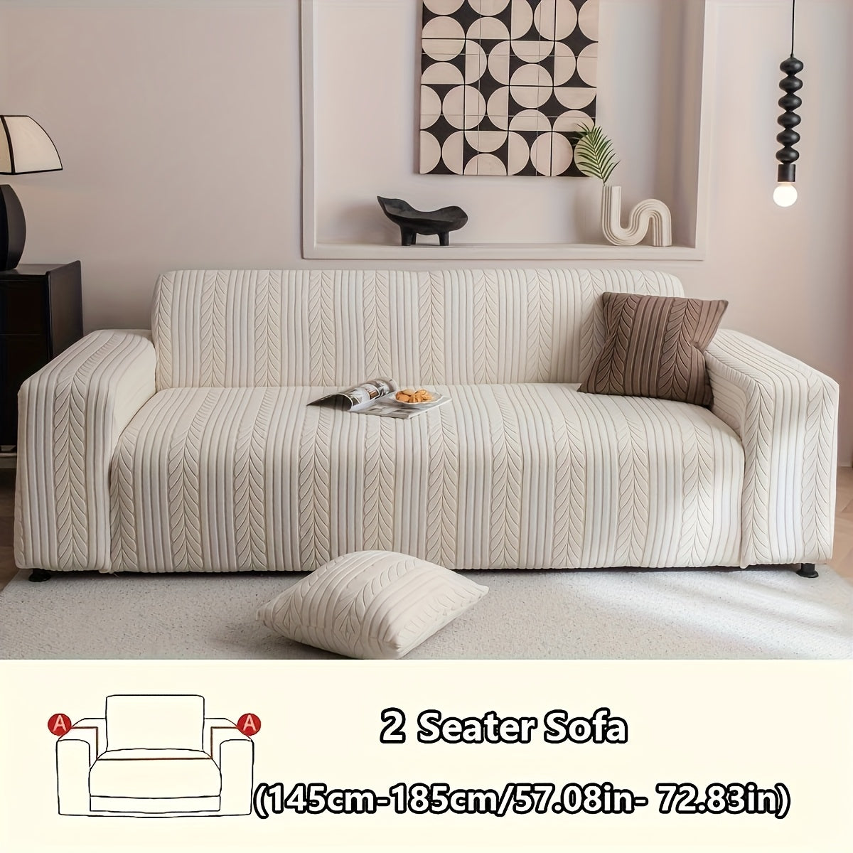 Striped Sofa Cover Washable Stretchy Slip-Resistant Zigzag Textured Couch Slipcover – Fits 1 to 4 Seaters, Scratch Protection, Classic Durable Design for Living Room Furniture