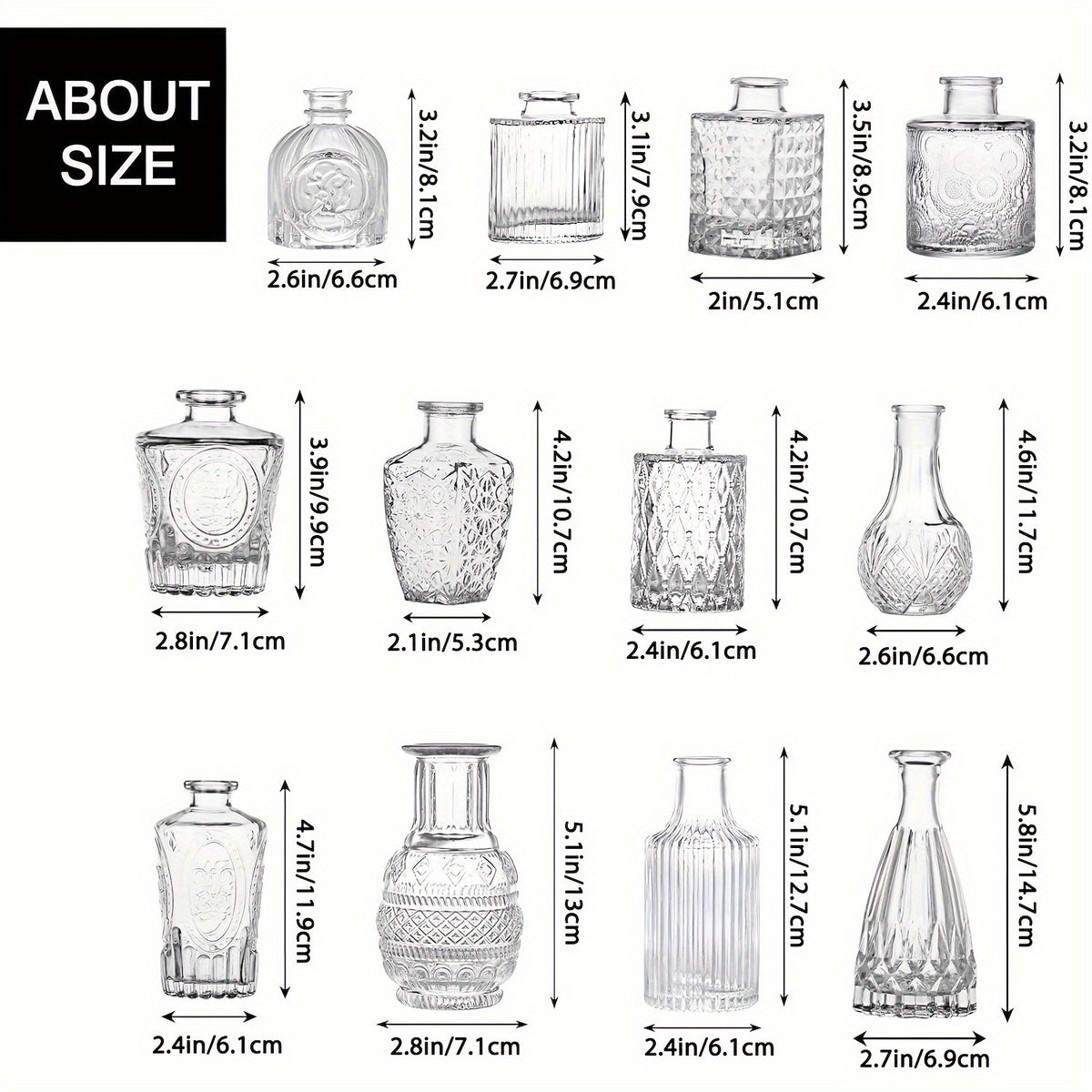Clear Glass Bud Vases Bulk Set 12/24/64pcs - Small Flower Vases for Rustic Wedding Centerpieces, Banquet, Party & Festival Table Decor, Halloween & Christmas Home Restaurant Decoration