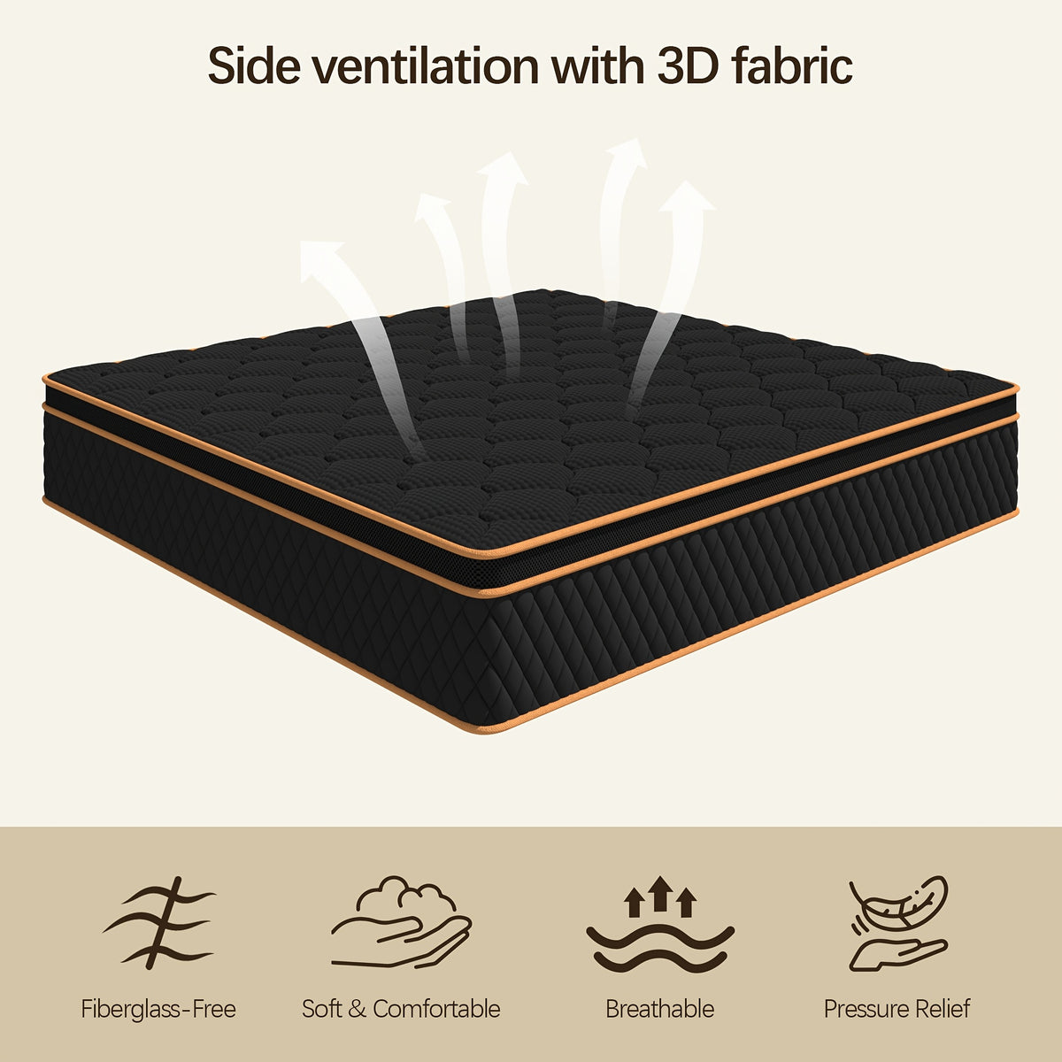 Hybrid Mattress | Memory Foam & Spring, Medium Firmness, Lumbar Support, Boxed – 10", 12" & 14" | Twin, Full, Queen, King