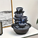 Tabletop Water Fountain Indoor Resin Waterfall with LED Light Realistic Rock Design Plug-In Soothing Ambiance for Bedroom Living Room Office Meditation Desk Decor