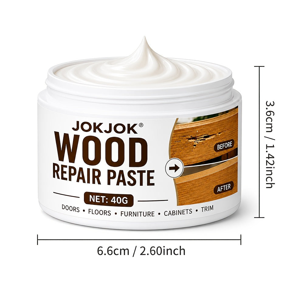 Wood Repair Paste Filler Cream - Fixes Scratches, Cracks, Chips & Holes, Restores Color on Furniture, Floors, Cabinets, Doors, Tables & Trim, Easy-Apply Wood Restoration Cream