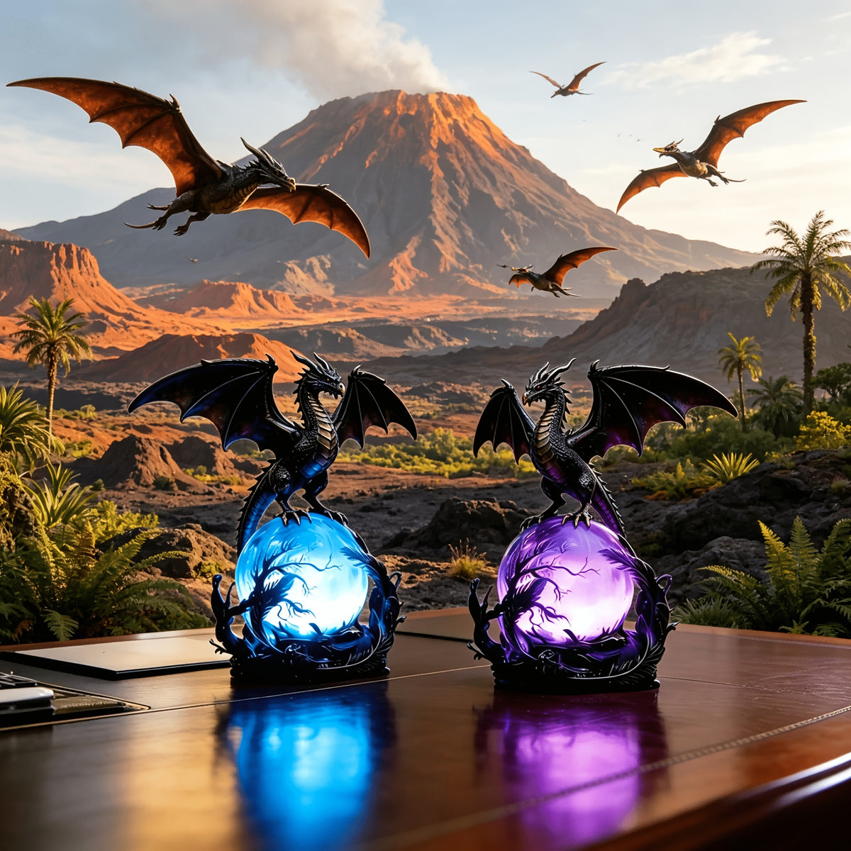 Gothic USB Night Light LED Resin Carving with Luminous Sphere – Ambient Bedroom Living Room Decor Light for Festival Parties, Collectors & Gothic Gift Enthusiasts