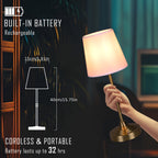 Cordless Rechargeable Table Lamp – Battery Powered Stepless Dimmable Touch Lamp for Bedroom, Dining Room, Kitchen & Office Decor