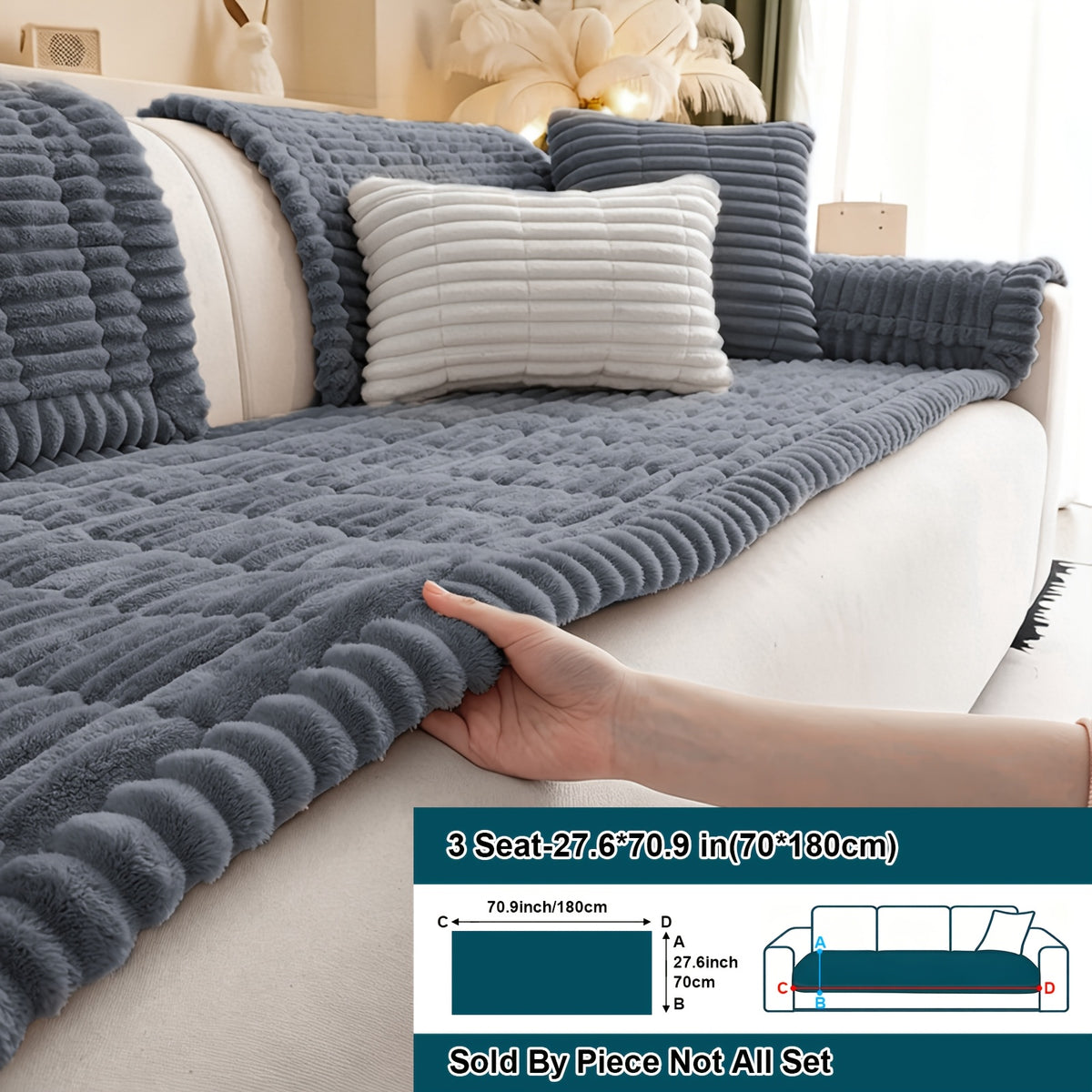 Soft Quilted Thick Sofa Cover Bohemian Style – Removable Machine Washable Pet-Friendly Sofa Protector for 1/2/3/4 Seater Split Sofa, All-Season Couch Cover for Living Room, Bedroom & Office